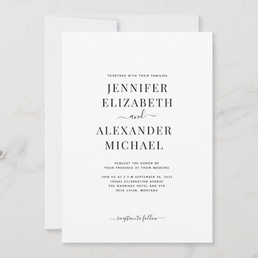 シンプルシック書結婚式招待状 招待状 (正面)