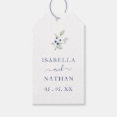 シンプルシック水彩植物海軍セージ結婚ズ ギフトタグ (正面)