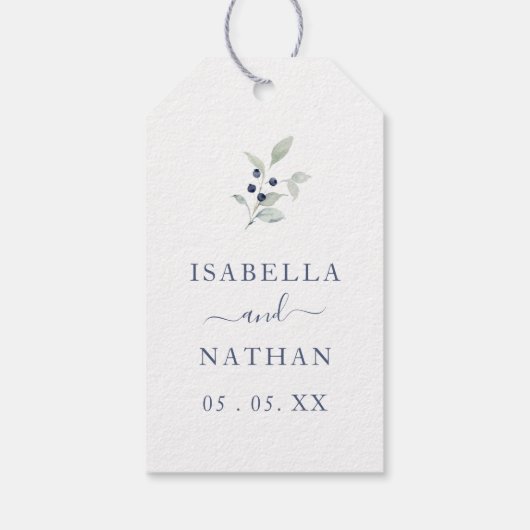 シンプルシック水彩植物海軍セージ結婚ズ ギフトタグ (裏面)