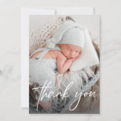 シンプルシック生まれたばかりの男の赤ちゃんファミリーフォト誕生 サンキューカード (正面)