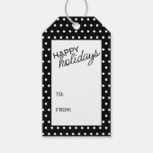 シンプルシック白水玉模様オンブラック ギフトタグ (正面)