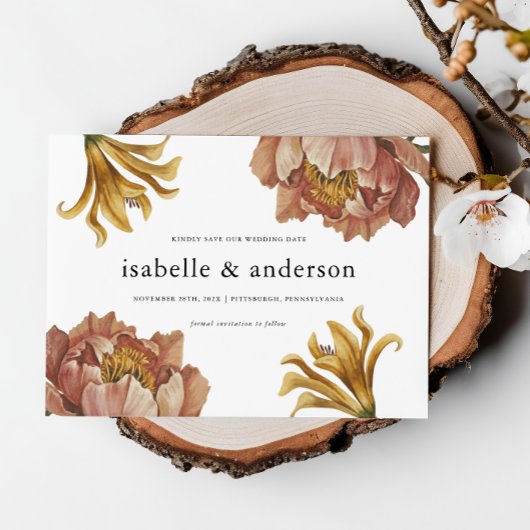 シンプルシック素朴フローラ結婚写真 セーブザデート