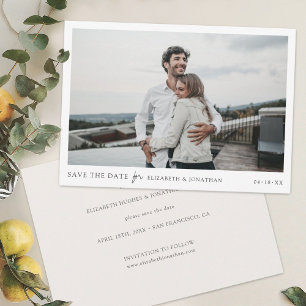 シンプルシック結婚式の写真と日付カードを保存 セーブザデート