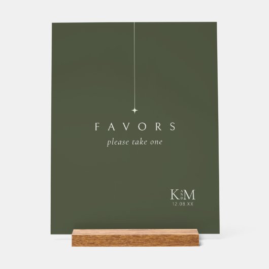 シンプルシック結婚式の引き出物モスグリーンID1046 アクリルサイン (正面)