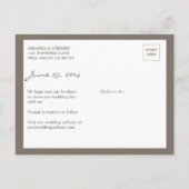 シンプルシック結婚式の日付の写真はがき保存 案内ポストカード (裏面)