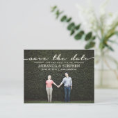 シンプルシック結婚式の日付の写真はがき保存 案内ポストカード (スタンド正面)