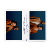 シンプルシック結婚式の日付を保存2フォトコラージュ マグネット (横)