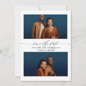 シンプルシック結婚式の日付を保存2フォトコラージュ 招待状 (正面)