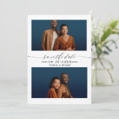 シンプルシック結婚式の日付を保存2フォトコラージュ 招待状 (スタンド正面)