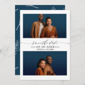 シンプルシック結婚式の日付を保存2フォトコラージュ 招待状 (正面/裏面)