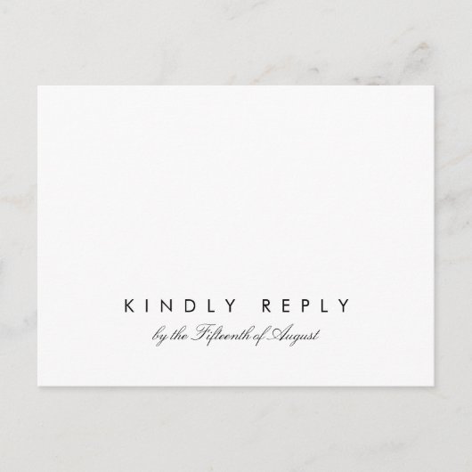 シンプルシック結婚式RSVPはがきテンプレート インビテーションポストカード (正面)