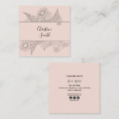 シンプルシック赤面ピンクフローラデイジー美しい スクエア名刺 (正面/裏面)