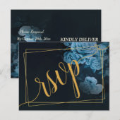 シンプルシック金ゴールド幾何学的フレームRSVP招待状 インビテーションポストカード (正面/裏面)