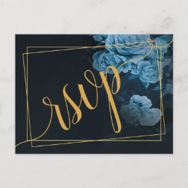 シンプルシック金ゴールド幾何学的フレームRSVP招待状 インビテーションポストカード