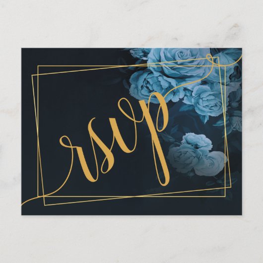 シンプルシック金ゴールド幾何学的フレームRSVP招待状 インビテーションポストカード (正面)