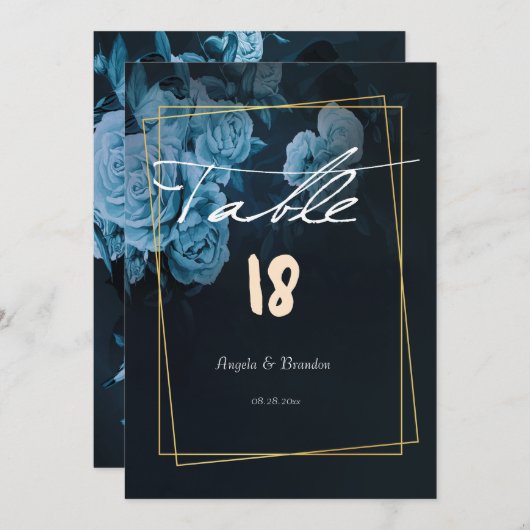 シンプルシック金ゴールド幾何結婚フレーム表 招待状 (正面/裏面)