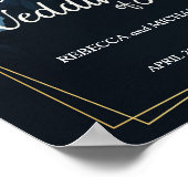 シンプルシック金ゴールド幾何結婚フレーム ポスター (角)