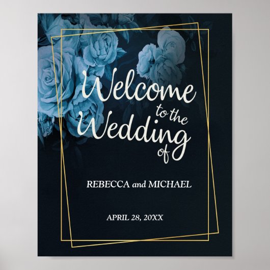 シンプルシック金ゴールド幾何結婚フレーム ポスター (正面)