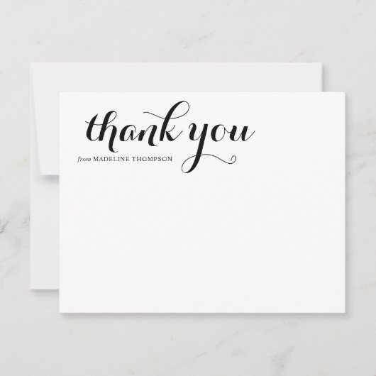 シンプルシック黒白スクリプトありがとう ノートカード (正面)