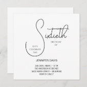 シンプルシック黒白60番誕生日 サンキューカード (正面/裏面)