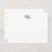 シンプルシック黒金ゴールドモノグラムスクリプト名 ノートカード (正面/裏面)