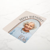 シンプルシック80th誕生日アーチ写真水玉模様 箔招待状 (回転した状態)