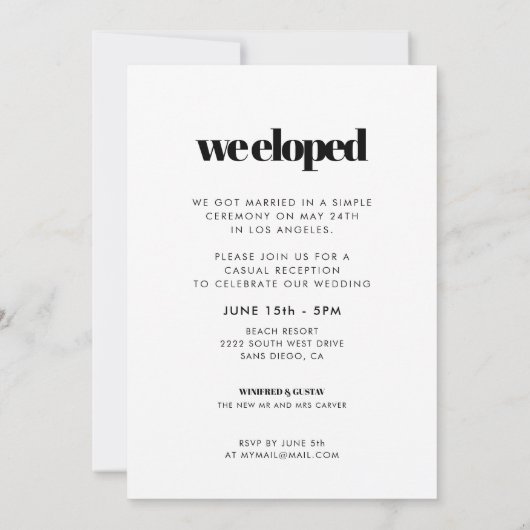 シンプルシック&エロペメントエレガント披露宴写真 招待状 (裏面)