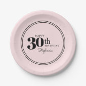 シンプルシック・ピンク30th誕生日パーティー ペーパープレート (正面)