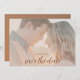 シンプルシックTerracotta写真の結婚式の日付を保存 招待状