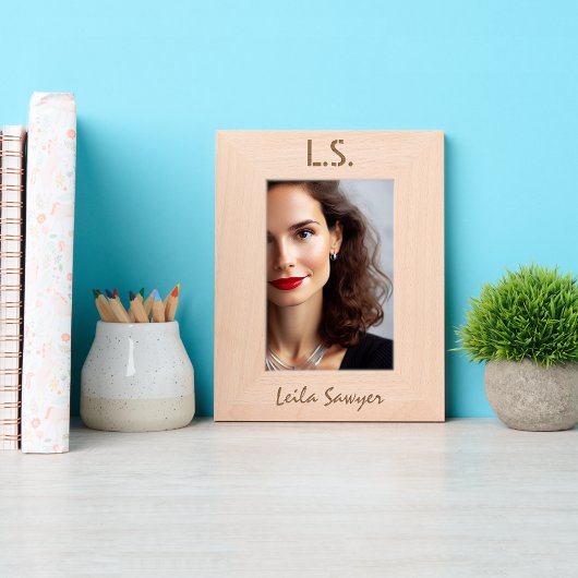 シンプルシッパーソナライズされたク・モノグラムと名前 レーザー彫刻フレーム