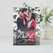 シンプルシッモダンクレタリング結婚の写真 サンキューカード (スタンド正面)