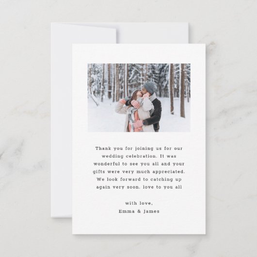 シンプルシッモダンクレタリング結婚の写真 サンキューカード (裏面)