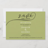 シンプルシッ素朴ク結婚セージグリーン セーブザデート (正面)