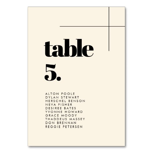 シンプルシッ結婚ク・クリームのシーティング・チャート テーブルナンバー (正面)