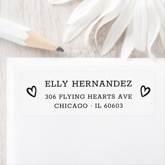 シンプルシモダンックハートブラック差出人住所 ラベル (インサイチュ)