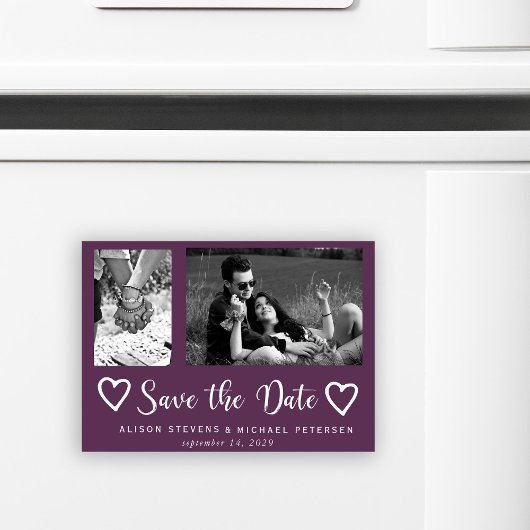 シンプルシモダンック結婚スの写救真日 マグネット招待状