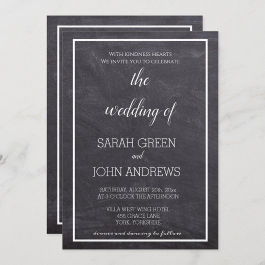 シンプルシャルボ結婚ード 招待状 (正面/裏面)