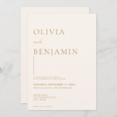 シンプルシャンパンエレガントウェディング招待状 招待状 (正面/裏面)