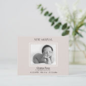 シンプルシャンパンピンク誕生のお知らせ 案内ポストカード (スタンド正面)