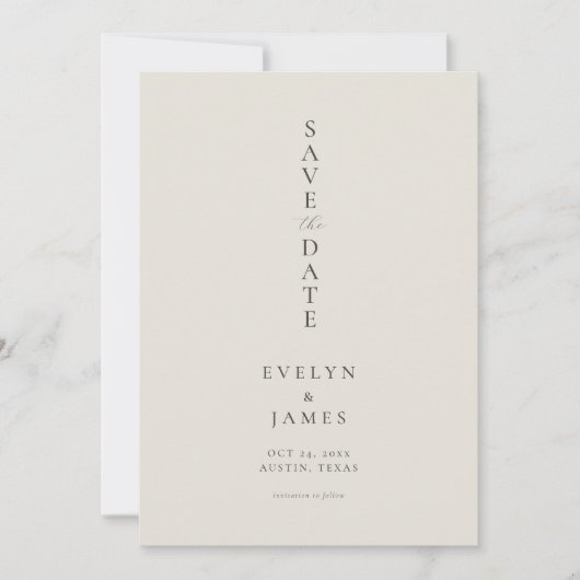 シンプルシャンパンミニマリストシ結婚ック セーブザデート (正面)