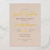 シンプルシャンパン金ゴールドフォトスイート16 Sixen 箔招待状 (正面)