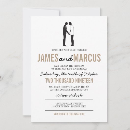 シンプルシルエット結婚式招待状 招待状 (正面)