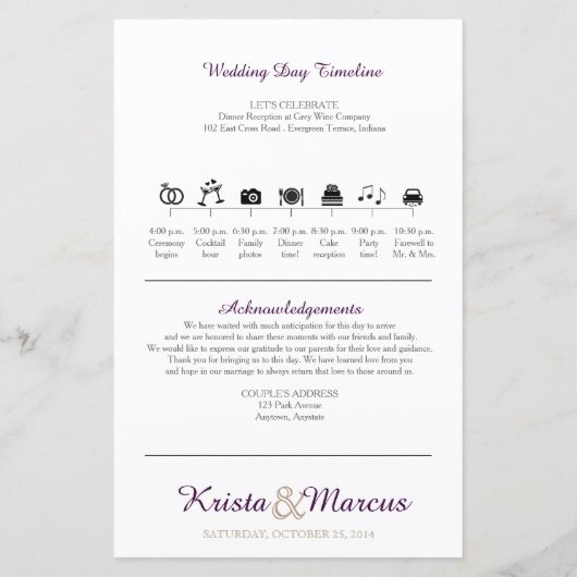 シンプルシルエット結婚式 プログラム (裏面)