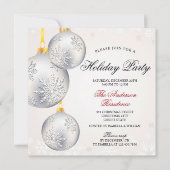 シンプルシルバエレガントーブスボードクリスマスパーティー 招待状 (正面)