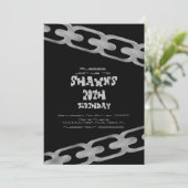 シンプルシルバフェイクーチェーン大人バースデーパーティー 招待状 (スタンド正面)