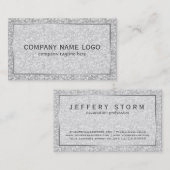 シンプルシルバモダングレイグリッター&スパークルズ 名刺 (正面/裏面)