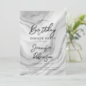 シンプルシルバモダンーマーブル誕生日ディナーパーティー 招待状 (スタンド正面)