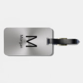 シンプルシルバーとブラックのモノグラム&ネームテンプレート ラゲッジタグ (裏面横)