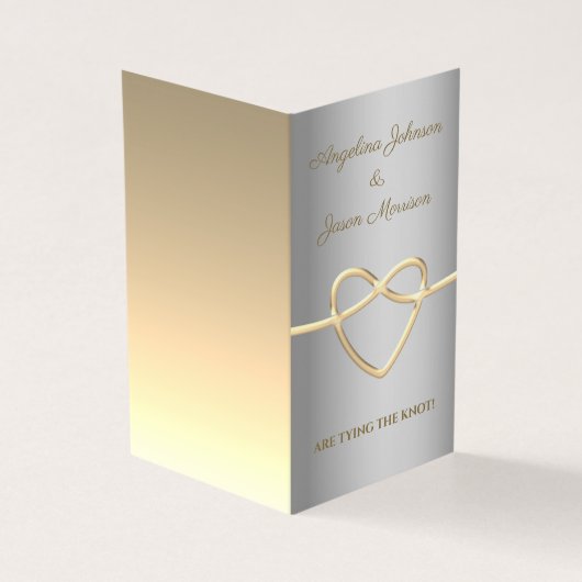 シンプルシルバーと金ゴールドフォト結婚式招待状 (外部)