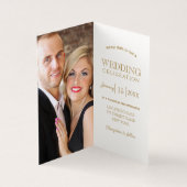 シンプルシルバーと金ゴールドフォト結婚式招待状 (内部)